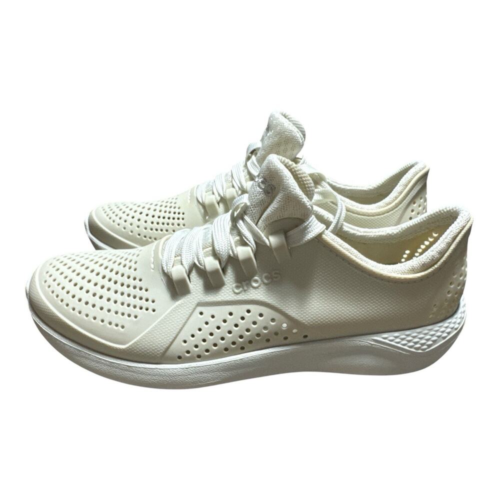 Lite Ride Pacer By Crocs 204967 Off White Comfort Shoes Mens Size 7 Women 9 - Picture 3 of 7